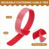 PATIKIL 8 Inch Reusable Cable Ties, 100 Pcs Adjustable Fastening Hook and Loop Straps Cord Management Wire Wrap Organizer for Home Office Cables, Red view 3