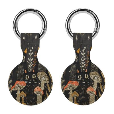 Compatible with Air Tag Keychain Holder,Cats and Mushroomsprinted Silicone for AirTags Cases for Apple for AirTag GPS Item Finders Accessories 2Pack