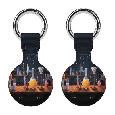 Compatible with Air Tag Keychain Holder,Science Partyprinted Silicone for AirTags Cases for Apple for AirTag GPS Item Finders Accessories 2Pack