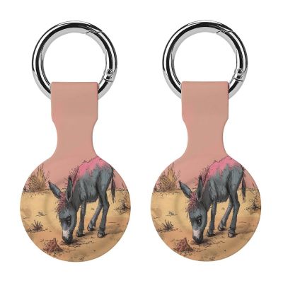 Compatible with Air Tag Keychain Holder,Donkey Eats Sandprinted Silicone for AirTags Cases for Apple for AirTag GPS Item Finders Accessories 2Pack