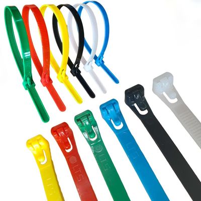 100 Pcs 8 Inch Removable Zip Ties,Reusable Cable Zip Ties,Buckle Self-Locking Premium Nylon Cable Wire Ties, Heavy Duty 50Lbs Tensile Strength Colored Plastic Cable Ties for Indoor Outdoor (8 Inch)