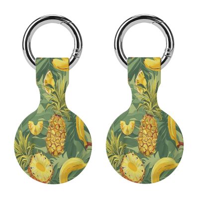 Compatible with Air Tag Keychain Holder,Pineapple and Bananaprinted Silicone for AirTags Cases for Apple for AirTag GPS Item Finders Accessories 2Pack