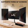 3 Monitor Desk Mount with Full Motion Articulating Arms,Triple Monitor Mount for 17-32 inch Screens,Adjustable Height/Tilt/Swivel, Heavy Duty Clamp/Grommet Base (75x75 or 100x100 VESA Mount) view 4
