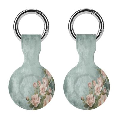 Compatible with Air Tag Keychain Holder,Vintage Style Flowersprinted Silicone for AirTags Cases for Apple for AirTag GPS Item Finders Accessories 2Pack