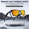 Fecoul Smart Bluetooth Glasses for Women Men with Magnetic Lenses Music Sunglasses UV400 Open Ear,Clear Calls,Outdoor Driving (with Orange Lens) view 3