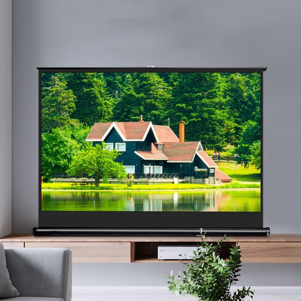 30" , 40" , 50" Retractable Projection Screen Desktop Projection Screen Outdoor For Home Movies Theater Outdoor Indoor Office Meeting Classroom Use4:3 , 16:9 HD Manual Projector Screen(16:9,50")
