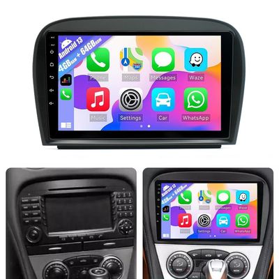 Surakey 9Inch Car Stereo Radio CarPlay Compatible for Mercedes-Benz SL R230 SL350 SL500 SL300 2005-2012 Android 13 GPS Navi with CarPlay Wireless & Andriod Auto Touch Screen MirrorLink HiFi MIC,4+64G