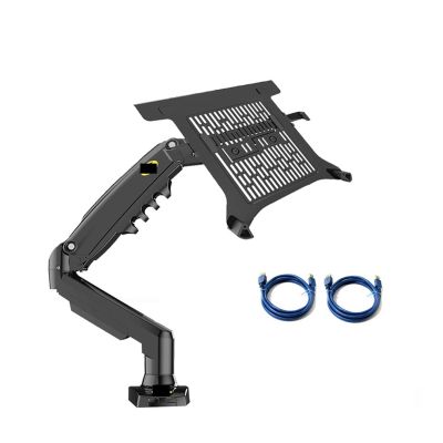 ADBWEKKF F80 + FP-2 Full Motion 360 Rotate Pivot 2-9kg Gas Spring Arm 10"-17" Laptop Tray Desktop Stand Clamp 10-90mm(Version 2 with usb3)