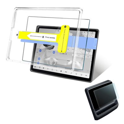 [15.4inch Clear Glass] MODUFY Tesla Highland & Juniper Front & Rear Screen Protective Glass Set with Application Kit (High Hardness/Transparent/Anti-Scratch/Clear/Fingerprint/Shockproof/9H/Tesla/Model3/ModelY)