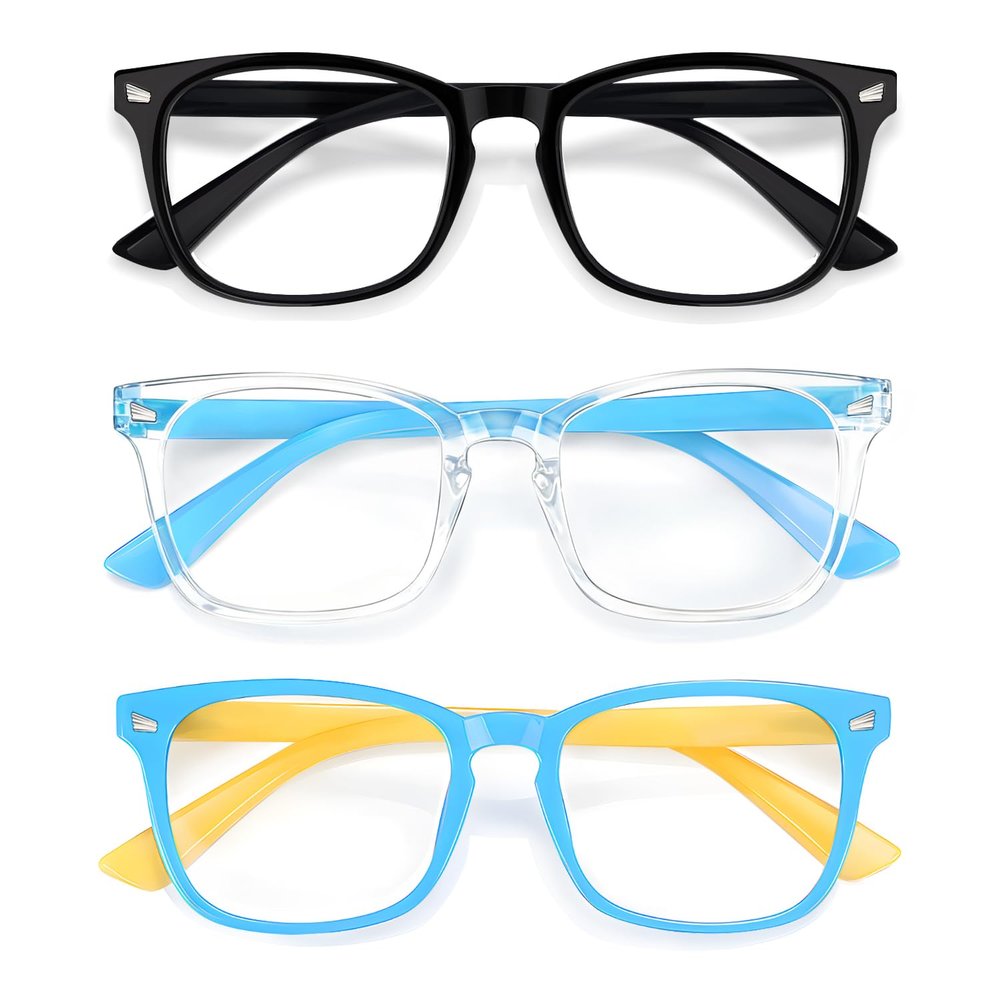 CHEERS DEVICES Blue Light Glasses for Kids Boys Girls - 3 Pack Computer Glasses with Unbreakable Frame and Anti-Glare - blue light glasses for girls (Age 6-9)