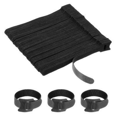 PATIKIL 6 Inch Reusable Cable Ties, 100 Pcs Adjustable Fastening Hook and Loop Straps Cord Management Wire Wrap Organizer for Home Office Cables, Black