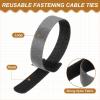 PATIKIL 6 Inch Reusable Cable Ties, 100 Pcs Adjustable Fastening Hook and Loop Straps Cord Management Wire Wrap Organizer for Home Office Cables, Black view 3