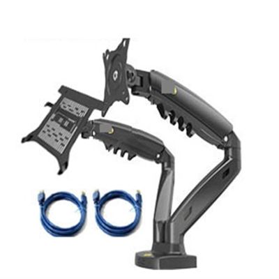 ADBWEKKF F160 10-17.3" Laptop Mount 360 Rotate 10-27" Air Press Full Motion Gas Strut LCD Tv Table Screen Stand Monitor(Version 1 with Cable)