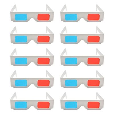 LALAFINA 50pcs Paper 3D Glasses Universal 3D Anaglyph Glasses for Movies, Folded in Protective Sleeve
