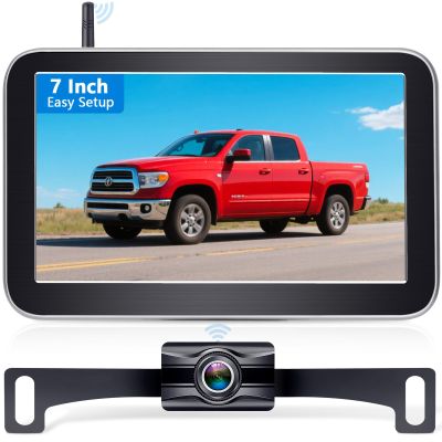 10-Mins Easy Install Wireless Backup Camera: HD 1080P 7 Inch Monitor Clear Auto Night Vision up to 33ft - Rear View Camera for Trucks, Pickups, SUVs Towing & Reversing
