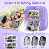 Instant Camera, Kids Camera Instant Print with 2.4 Inch Screen, Christmas Birthday Gifts for Girls Boys Age 3-12, Toddler Digital Print Toy for 3 4 5 6 7 8 9 10 Year Old, Front Rear Dual Selfie,Purple view 2