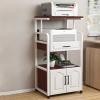 Modern Movable Record Player Stand, DVD CD Audio Rack Tower Holder, Stylish Audio-Video Media Stand for Home, Stereo Rack (W+Brown, 55x40x112cm/21.6x15.7x44in) view 1
