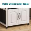 Modern Movable Record Player Stand, DVD CD Audio Rack Tower Holder, Stylish Audio-Video Media Stand for Home, Stereo Rack (W+Brown, 55x40x112cm/21.6x15.7x44in) view 2