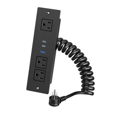 Drawer Outlet Kit with 65W USB C Fast Charging Station, HEZI Recessed Power Outlet with 3 USB Ports & 3 AC Outlets, Furniture Flush Mount Power Strip for Home Office 6ft Cord