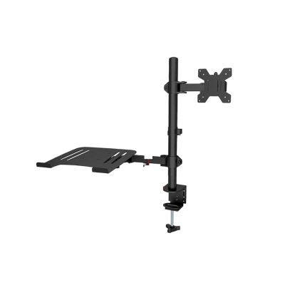 ADBWEKKF Monitor Desk Mount Fully Adjust Stand with Extra Laptop Tray for Laptop Notebook Up to 17" and Screen Up to 32" M076(M074)