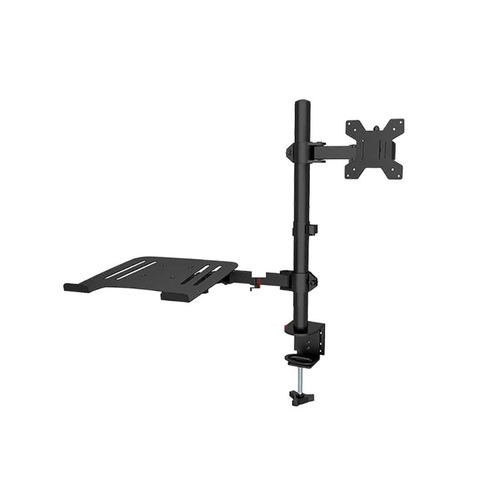 ADBWEKKF Monitor Desk Mount Fully Adjust Stand with Extra Laptop Tray for Laptop Notebook Up to 17" and Screen Up to 32" M076(M074)
