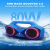 Bluetooth Speaker 80W(Peak)Loud with Bass, 20H Playtime, IPX7 Waterproof, RGB Lights, TWS, Large Portable Wireless Speakers for Outdoor, Home, Party, Pool, Beach, Tailgating, Gym, Work, Gifts (Blue) view 2