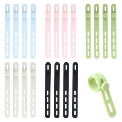 20Pcs Silicone Cable Organizer for Bundling and Fastening Cable Cords Wires, Silicone Cable Ties Reusable, Cable Straps, (5 Colors) Black, White, Pink, Green, Blue, 5.12 Inch