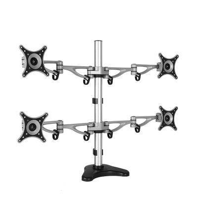 ADBWEKKF DLB204 Aluminum Alloy Full Motion 4 Screens Monitor Holder Desktop Clamping and Grommet LED LCD Display Mounting Bracket