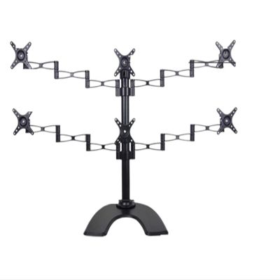 ADBWEKKF with Big Base 10-27" Six Screen Table Mount LCD Tv Stand Full Motion Height Adjustable Monitor Desk Support Bracket LCD Holder(Small one)