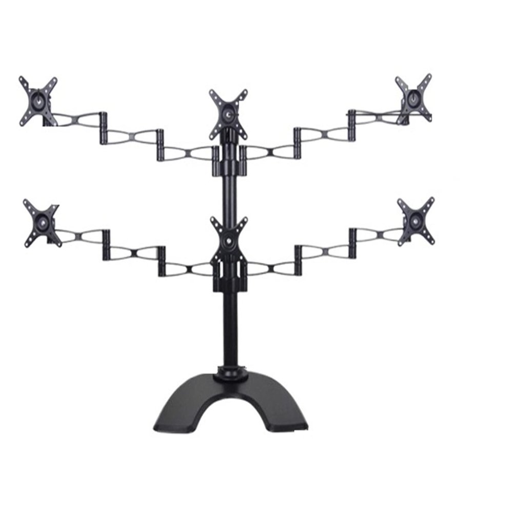 ADBWEKKF with Big Base 10-27" Six Screen Table Mount LCD Tv Stand Full Motion Height Adjustable Monitor Desk Support Bracket LCD Holder(Small one)