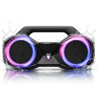 Bluetooth Speaker 80W(Peak)Loud with Bass, 20H Playtime, IPX7 Waterproof, RGB Lights, TWS, Large Portable Wireless Speakers for Outdoor, Home, Party, Pool, Beach, Tailgating, Gym, Work, Gifts (Black)