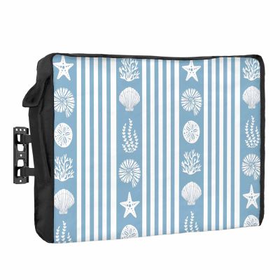 Big buy store Outdoor TV Cover 75 Inch Blue Stripes Shell TV Enclosure Ocean Starfish Jellyfish Coral TV Covers for Outside TV Display Screen Protector with Remote Control Pocket Home Decor