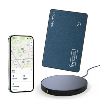 Wallet Tracker Card for Apple Find My (iOS Only) Compatible Smart Wallet Air Tag Tracking for Keys Luggage Anti-Loss Finder Tag Air Tags Card (Navy/1Pc)
