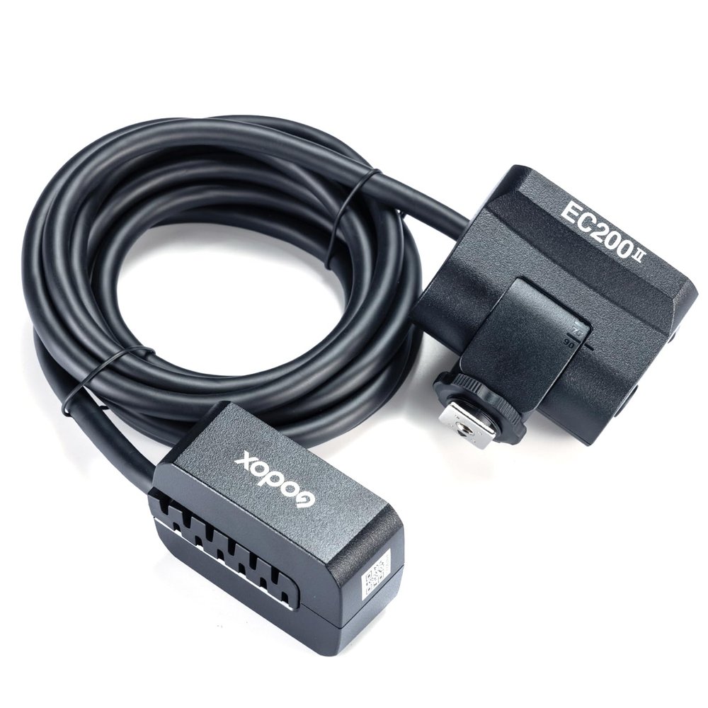 Godox EC200 II Extension Flash Head 200W for AD200Pro II Pocket Flash  2m Extension Cable, Metal Cold Shoe & 1/4 Threaded Mount, Ideal for Outdoor & Studio Photography