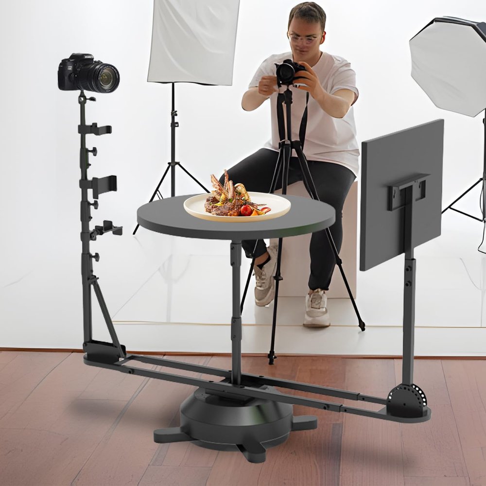 360 Degree Photography Rotating Platform, Panoramic Spinning Platform, Professional Photography Turntable, Adjustable Tilt Angle and Lifted, for Shooting Bullet-time (Manual)