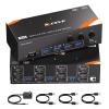 KVM Switch 3 Monitors 3 Computers 8K@60Hz/4K@120Hz, HDMI DP KVM Switches for 3 PC Sharing Triple Monitor and Keyboard Mouse with Power Adapter, Wired Extend Controller and USB3.0 Cables view 1