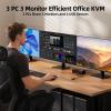 KVM Switch 3 Monitors 3 Computers 8K@60Hz/4K@120Hz, HDMI DP KVM Switches for 3 PC Sharing Triple Monitor and Keyboard Mouse with Power Adapter, Wired Extend Controller and USB3.0 Cables view 3
