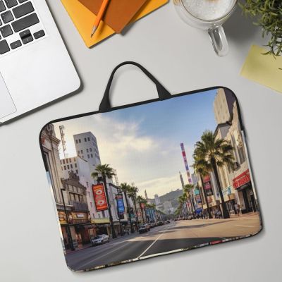 14in Laptop Sleeve Bag, Lightweight Waterproof Laptop Bag Shockproof Soft Carrying Case Hollywood Boulevard Tablet Travel Cover with Handle for 13-14 Inch Notebook