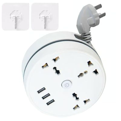 Upgrade Retractable Universal Power Strip, Travel Charger for Multiple Devices, Small Portable Desk Charging for Charging Home, Travel, Business, Office (Three-pronged Plug,1.8M)
