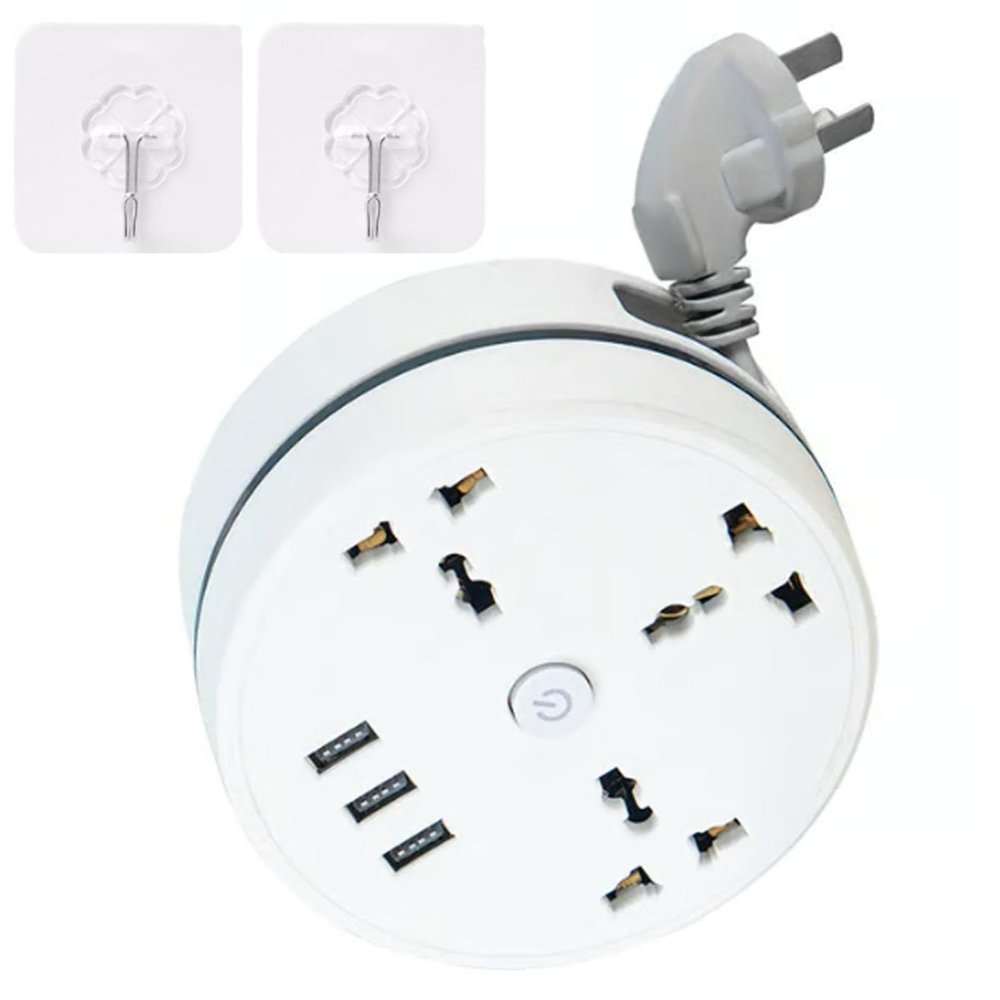 Upgrade Retractable Universal Power Strip, Travel Charger for Multiple Devices, Small Portable Desk Charging for Charging Home, Travel, Business, Office (Three-pronged Plug,1.8M)