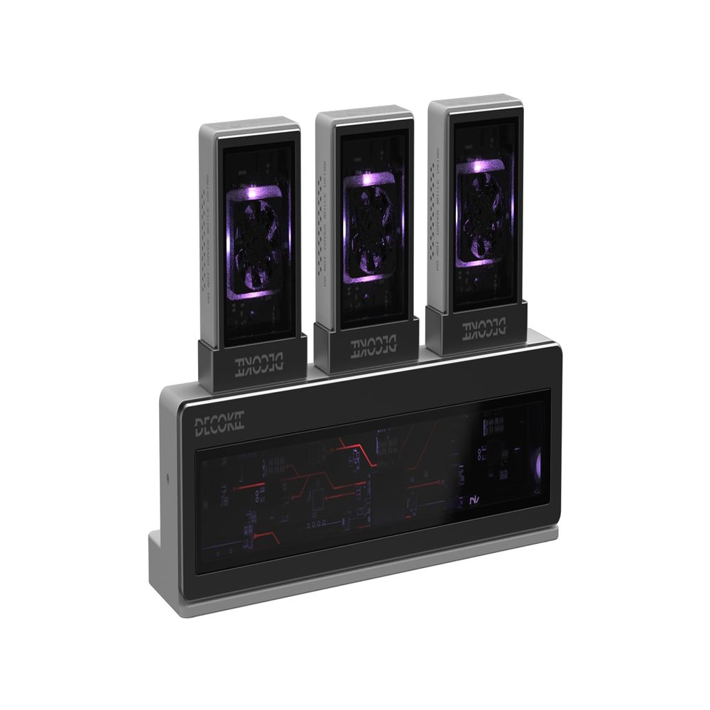 DECOKEE DK-Station M.2 NVMe SSD Enclosure Hub, DK-Disk (SSD Enclosure) 3X, DK-HUB 1X, USB 3.2 Gen2 10Gbps, RGB LED (White)