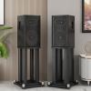 HJZALMI Universal Floor Speaker Stands, A Pair of Black Square Tub-e Column Speaker Stands,for Surround Sound, Satellite & Studio & Bookshelf Speakers,10,12,15in(Black-B,48X53X60cm) view 2