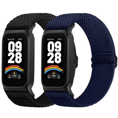 2 Pack Elastic Bands Compatible with Xiaomi Smart Band 9 Active Women Men, Soft Nylon Replacement Sport Wriststrap for Redmi Band 3