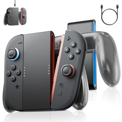 Charging Grip for Switch 2 Controllers Ergonomic design, Magnetic Grip Compatible with Joycons 2, easy to hold, Type-C charging, with LED indicator, colorful hints (orange & blue) at the handle link