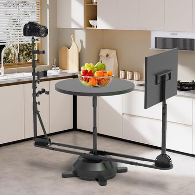 360 Video Photography Turntable, Angle Adjusted, Rotating Platform Camera Slider for Commercial Video, Food Shooting, Product Photography (Electric)