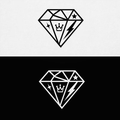 (2 Pcs 1 Black, 1 White 13.1'' x 11.0'') - No Background - Waterproof of Diamond Comic Sticker Decal for Laptops, Water Bottles, Cars, Trucks, Wall Ideal Gift - 925VER1K15206BW