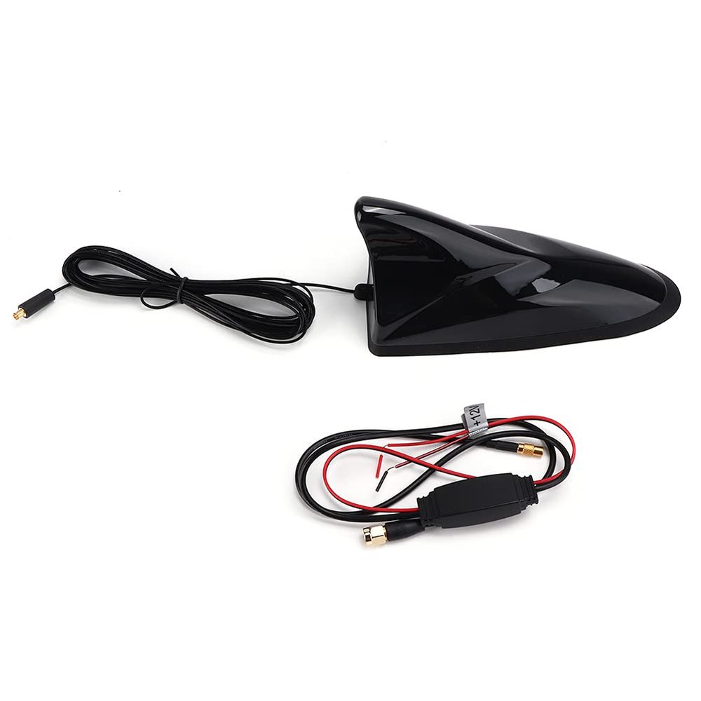 Keenso 12V Car Fin Antenna, Magnetic Silicone splashproof AM FM Roof Mast, Better Signal Reception for, Black