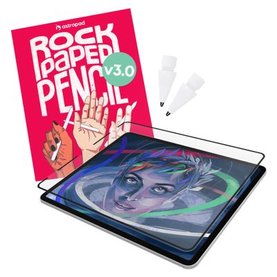Astropad Rock Paper Pencil v3.0  2025 Upgraded Version  Paper Screen Protector for 11" iPad Pro (Gen 1-4) or 10.9" iPad Air (Gen 4-5) + Apple Pencil Tips Replacement 2 Pack  Compatible with Apple Pencil 1st/2nd Gens and Pencil Pro