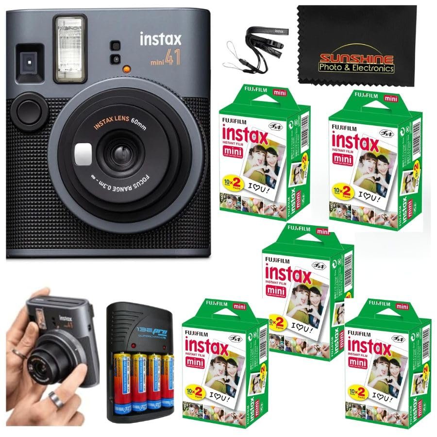 Fujifilm Instax Mini 41 Instant Film Camera... (Camera + 5 Twin Pack)