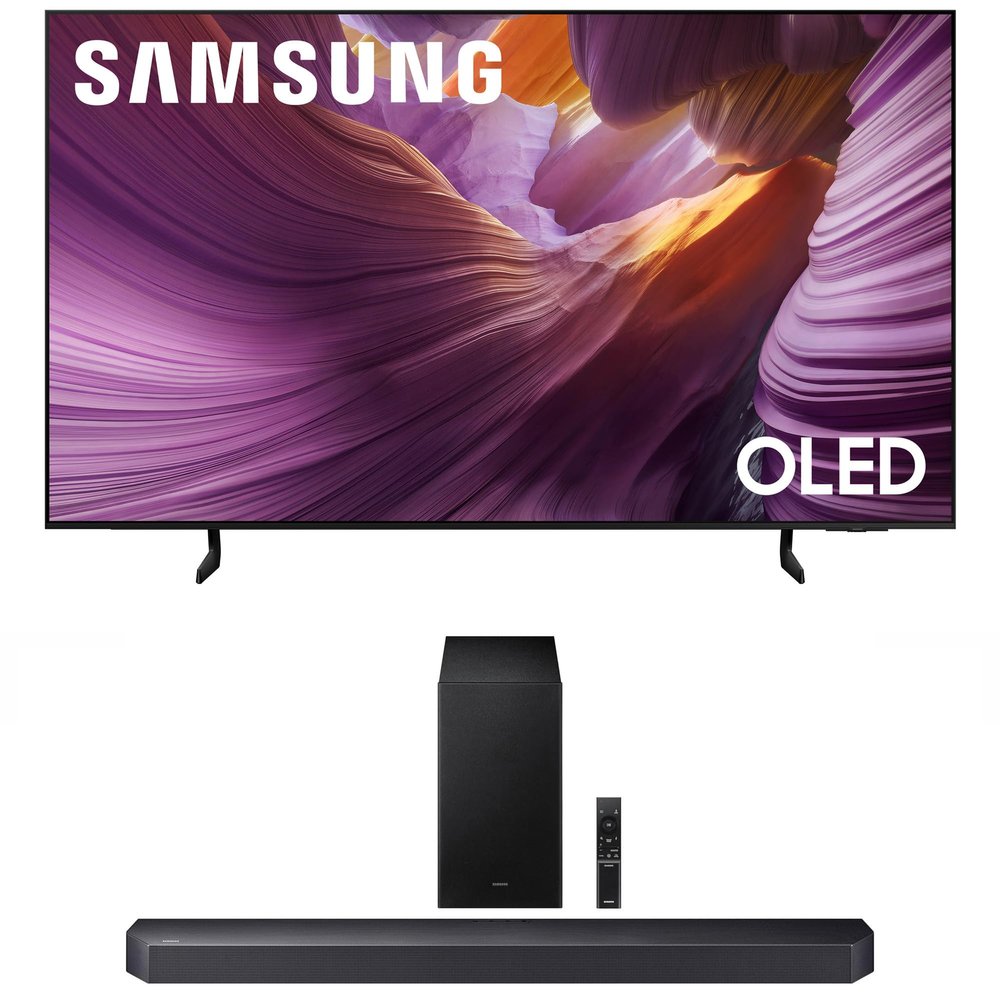SAMSUNG QN55S85FAFXZA 55 Inch OLED HDR 4K Smart TV with a HW-Q600F Q Series Soundbar 3.1.2 Ch Sound and Subwoofer (2025)